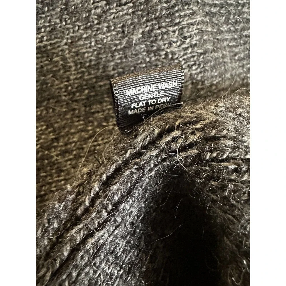 Alpaca Connection Grey Wool Blend Peruvian Shawl Collar Cozy Blanket Cardigan OS - Picture 9 of 12